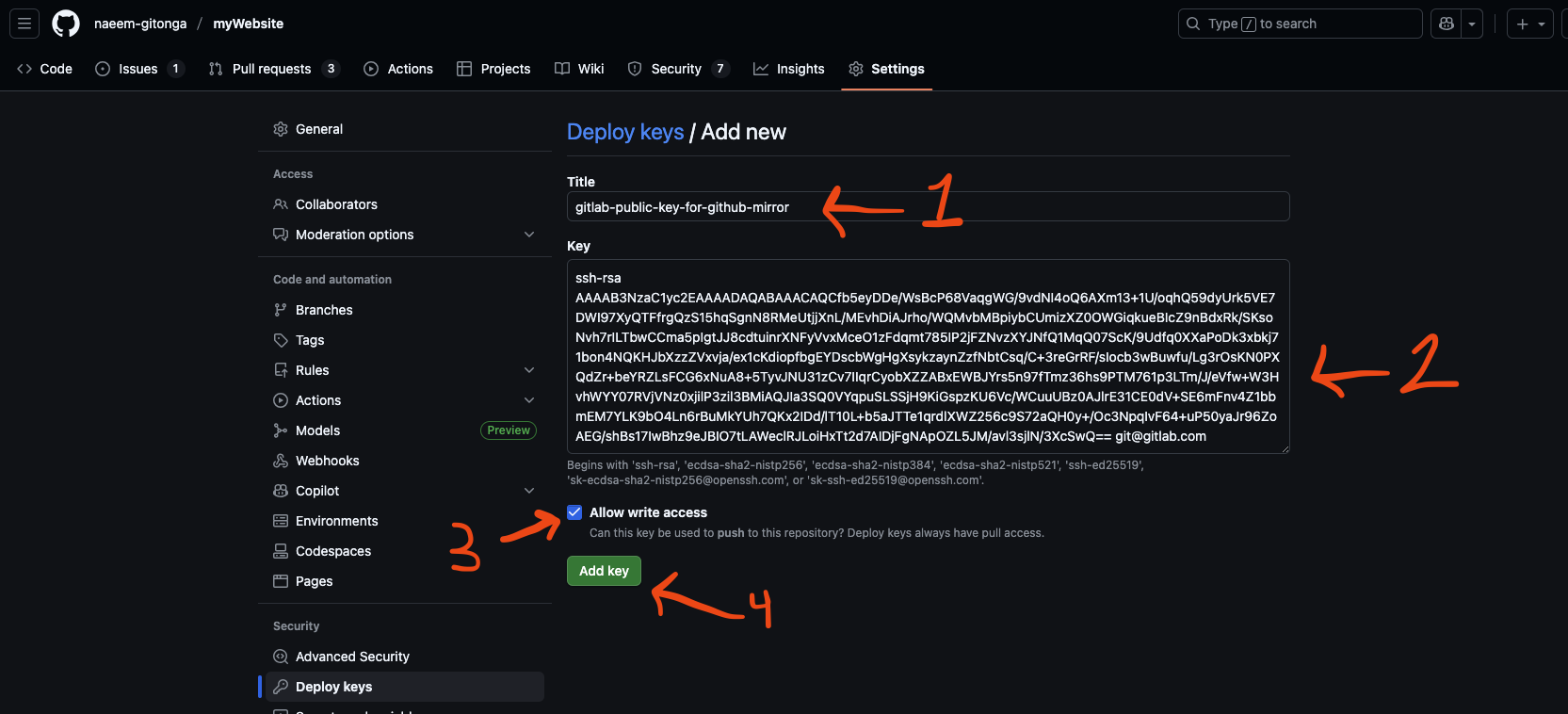 Github add deploy key