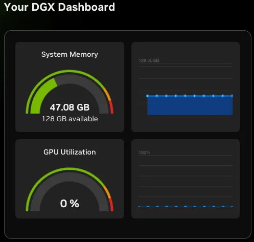 DGX dashboard after inference