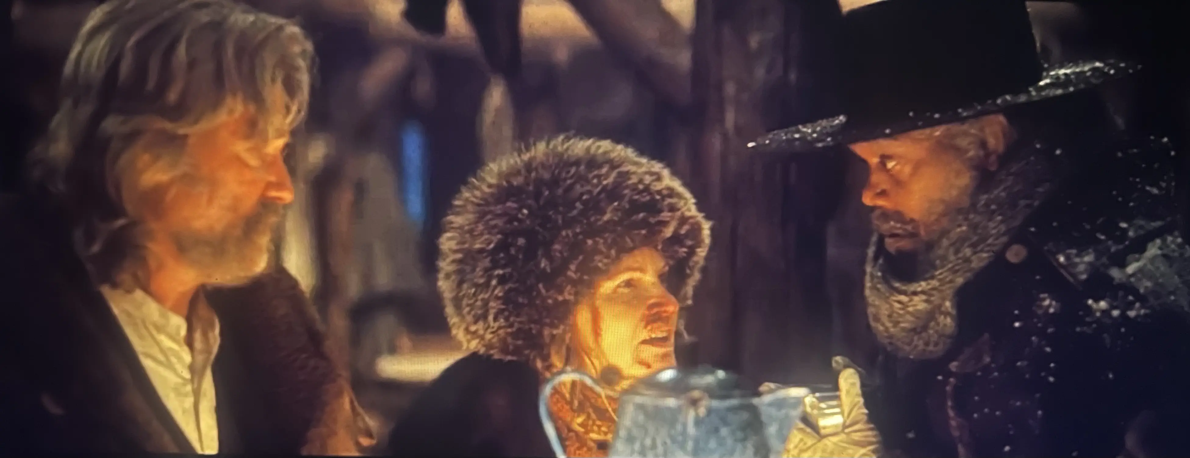 Daisy whispering 'he's absolutely right' in the movie The Hateful Eight