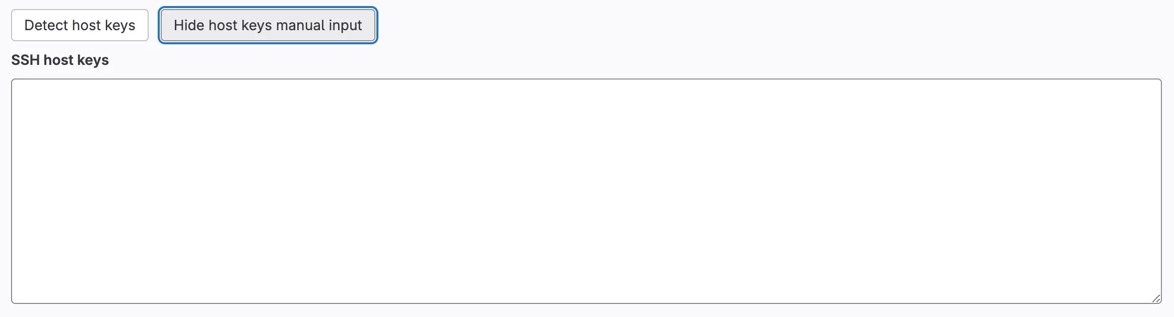 Dropdown input host keys manually