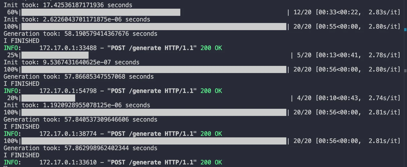 Terminal instance with load results
